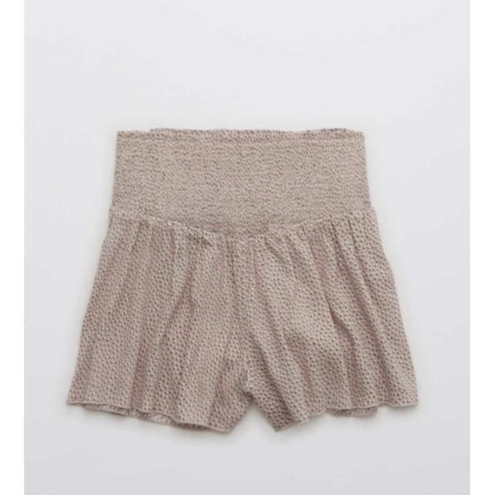 Aerie High Waist Textured Shorts in Beige